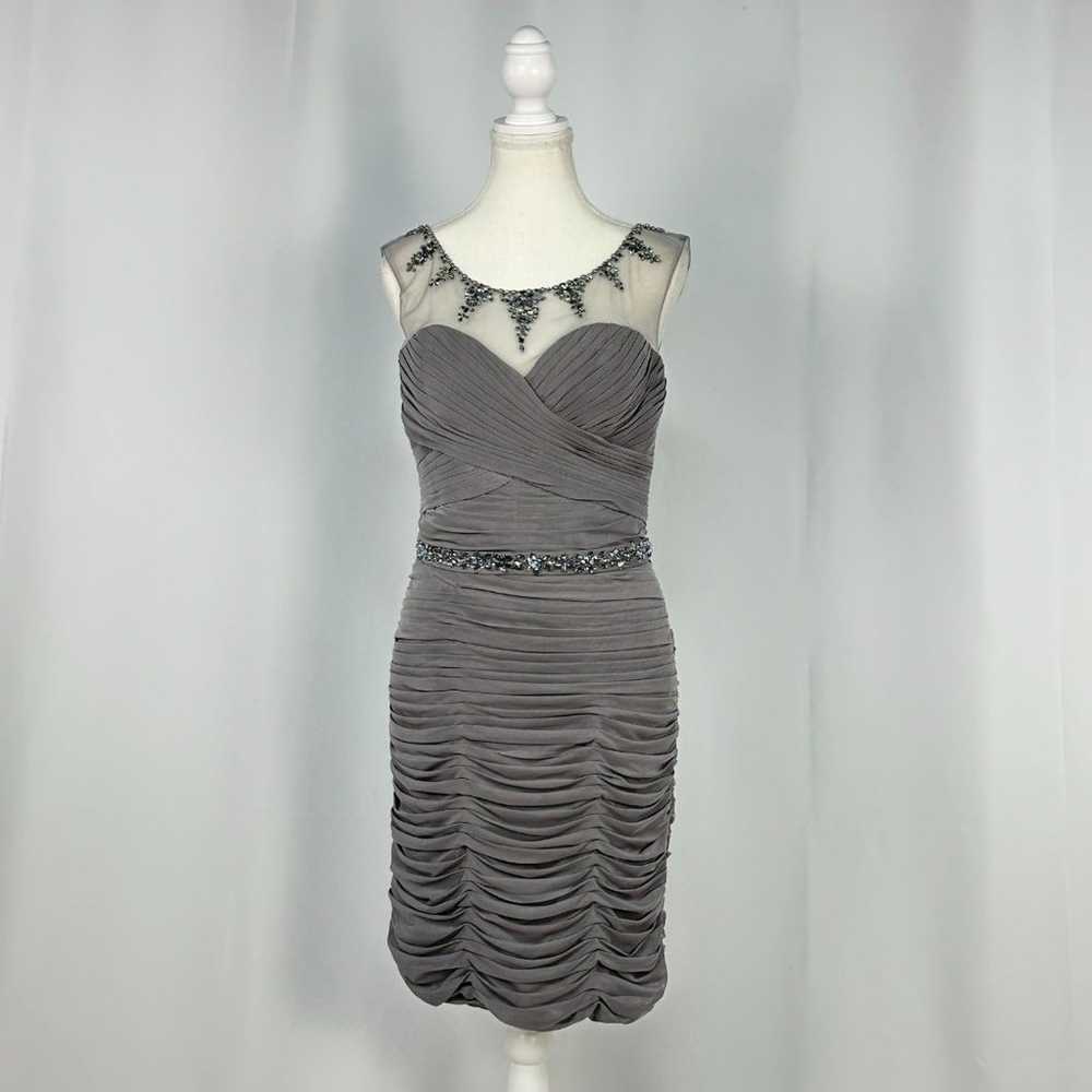 Rina Di Montella Elegant Gray Beaded Ruched Mini … - image 2