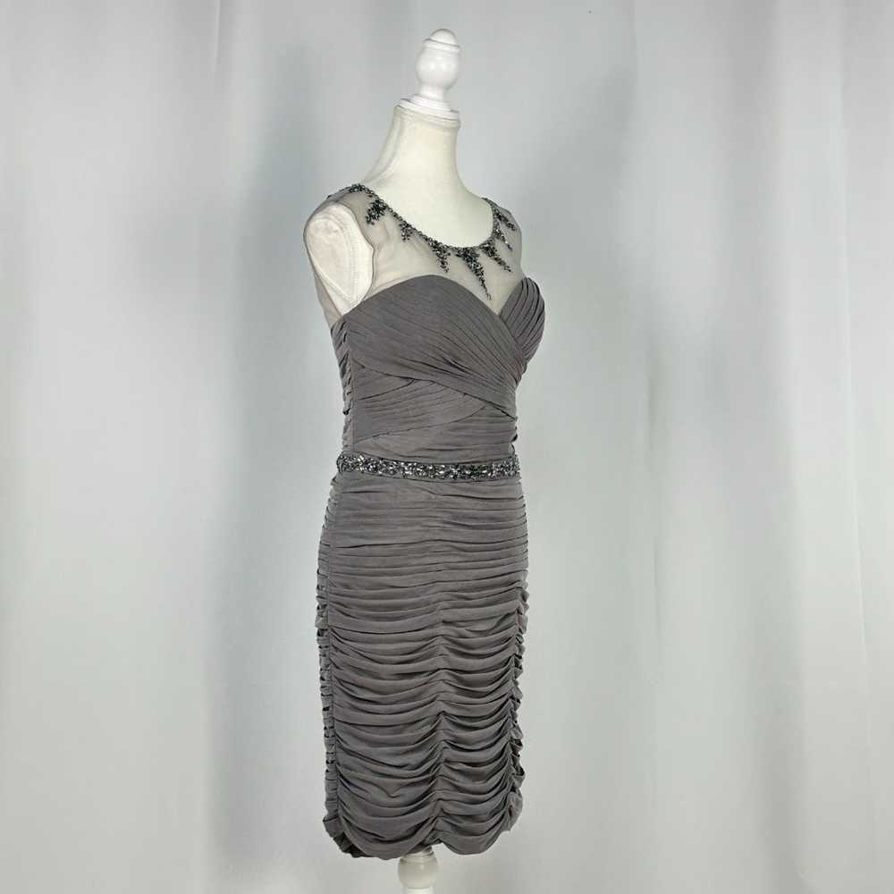 Rina Di Montella Elegant Gray Beaded Ruched Mini … - image 3