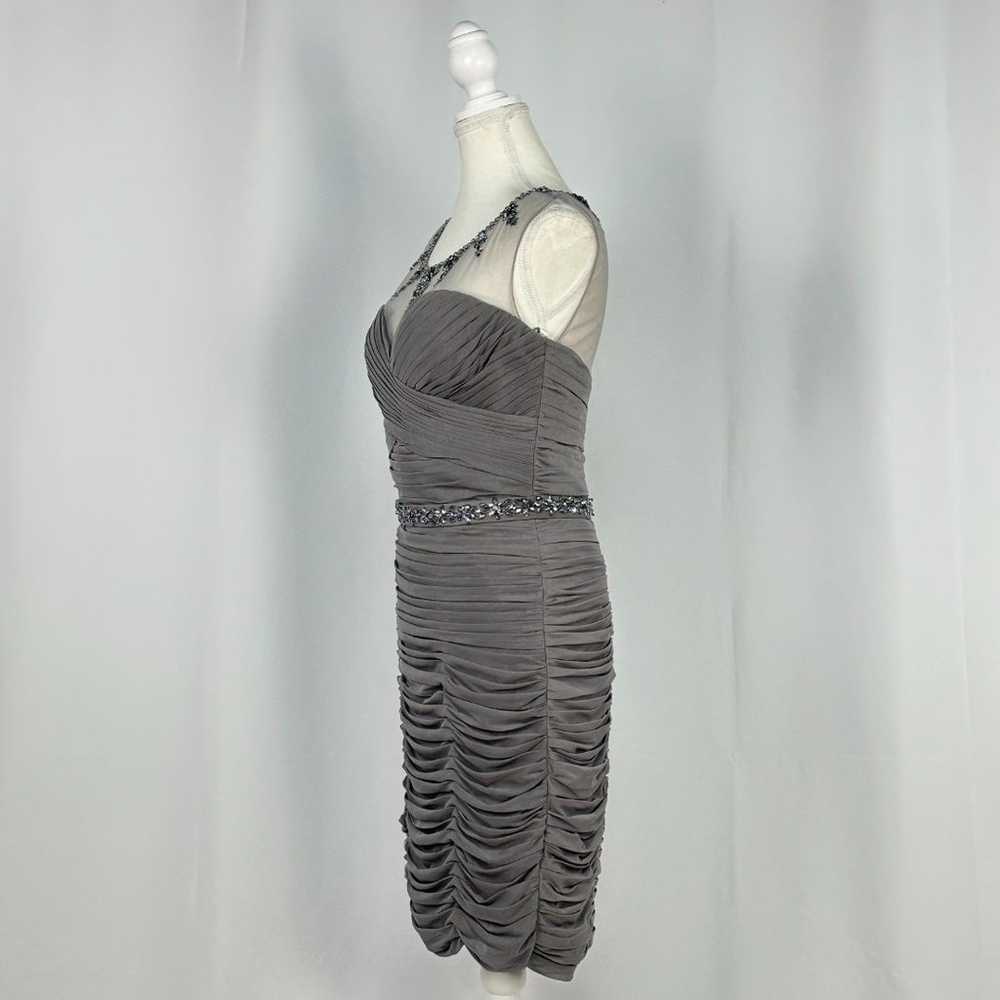 Rina Di Montella Elegant Gray Beaded Ruched Mini … - image 4