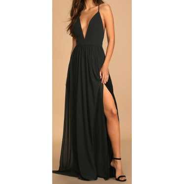 LULU'S sz M Ballroom Bliss Black Pleated Maxi Even