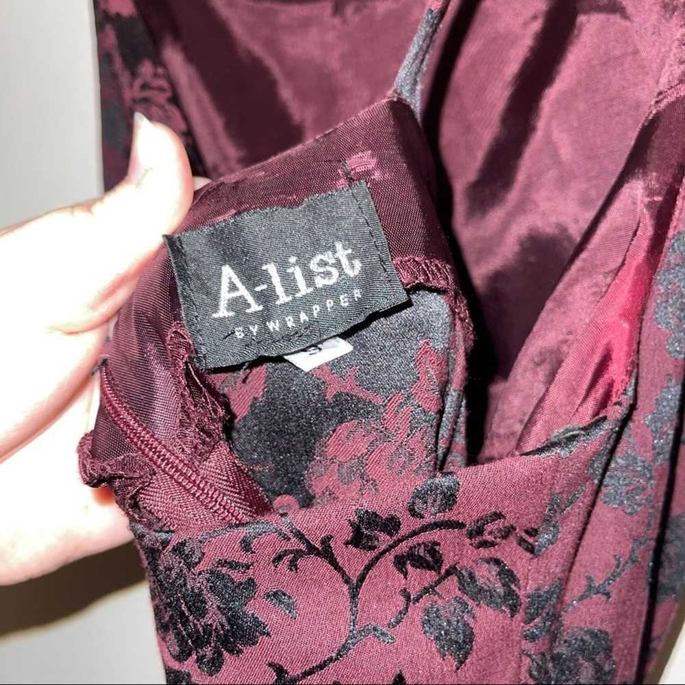 Vintage A-List Wrapper Gothic Burgundy Floral Maxi - image 5