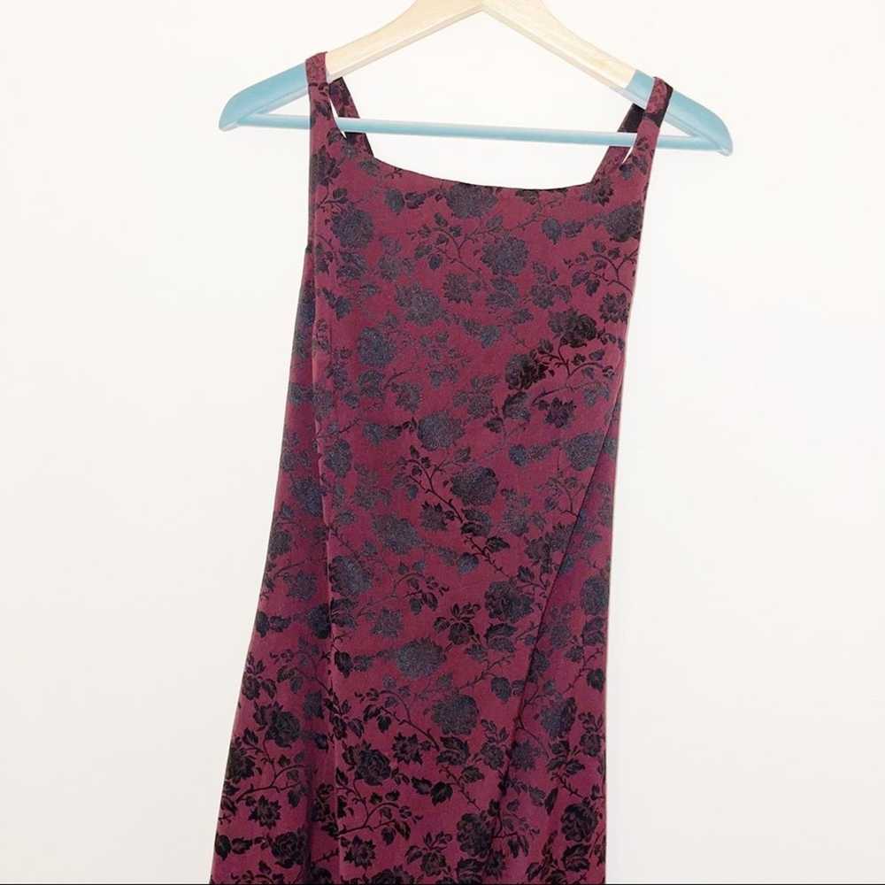 Vintage A-List Wrapper Gothic Burgundy Floral Maxi - image 6