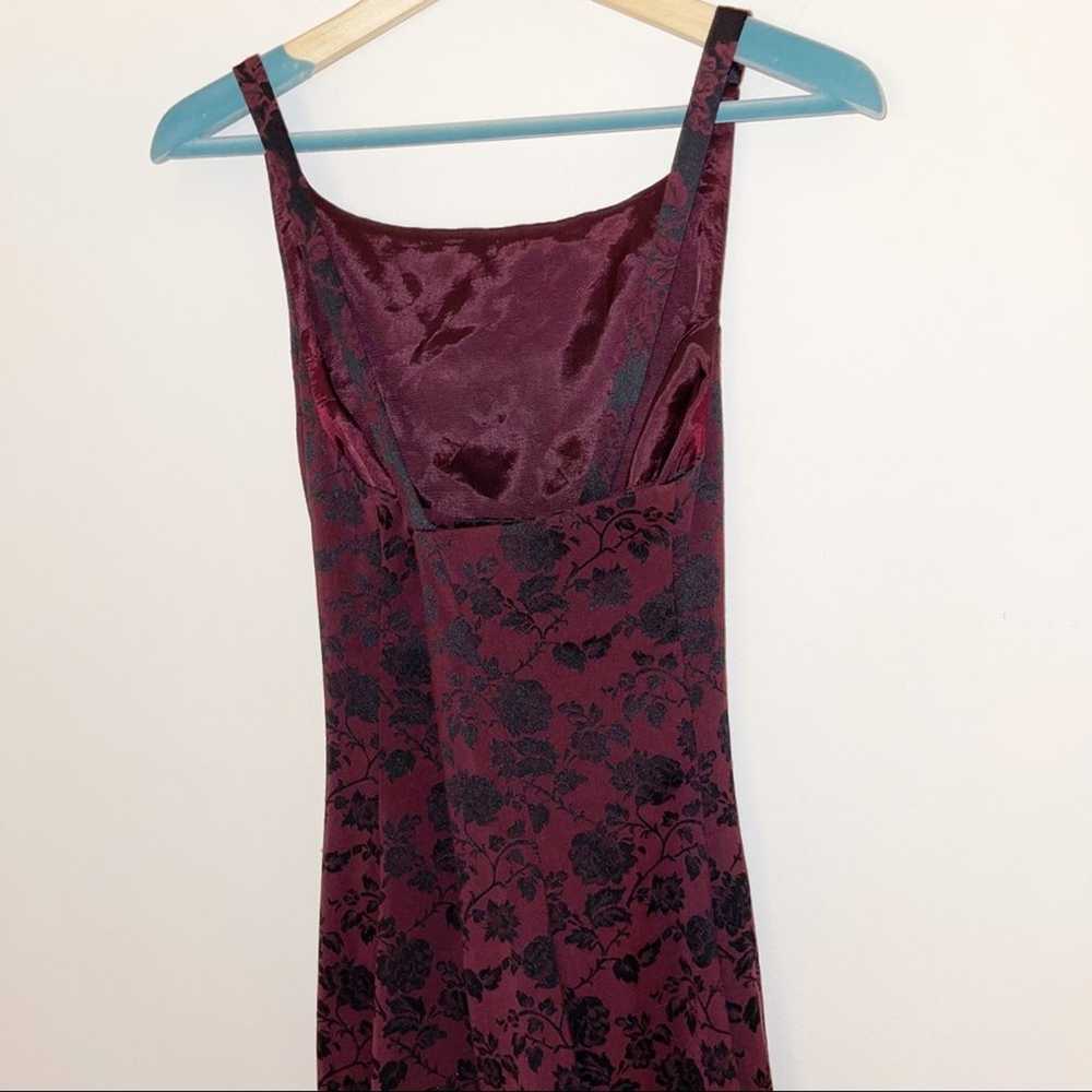 Vintage A-List Wrapper Gothic Burgundy Floral Maxi - image 7