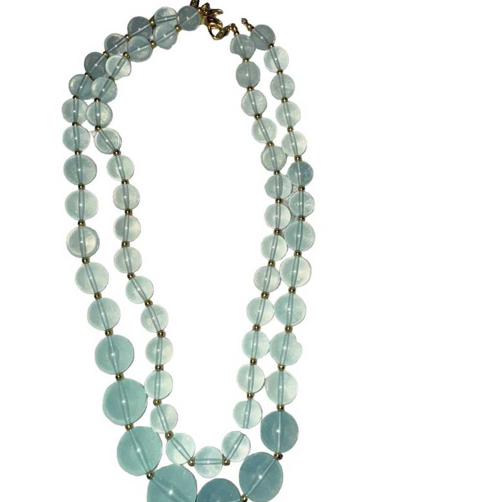 Vintage JOAN RIVERS Signed Aqua beaded necklace- … - image 1