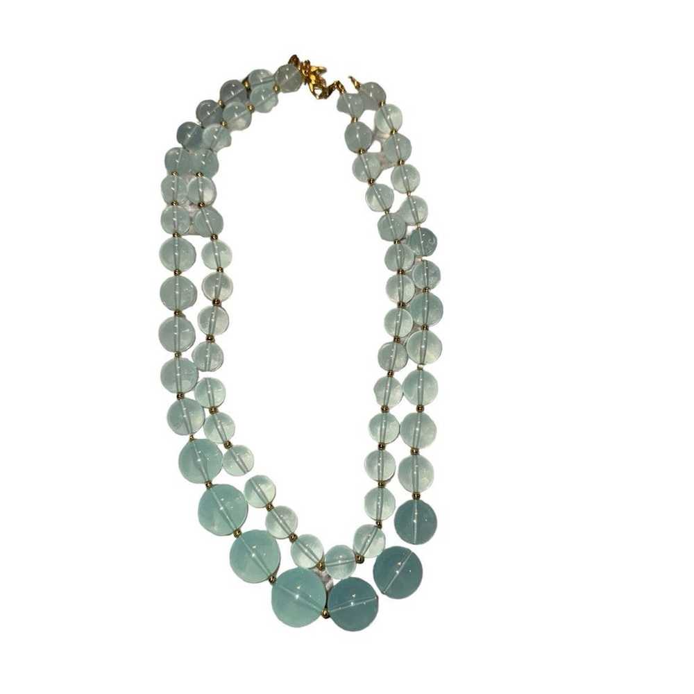 Vintage JOAN RIVERS Signed Aqua beaded necklace- … - image 2