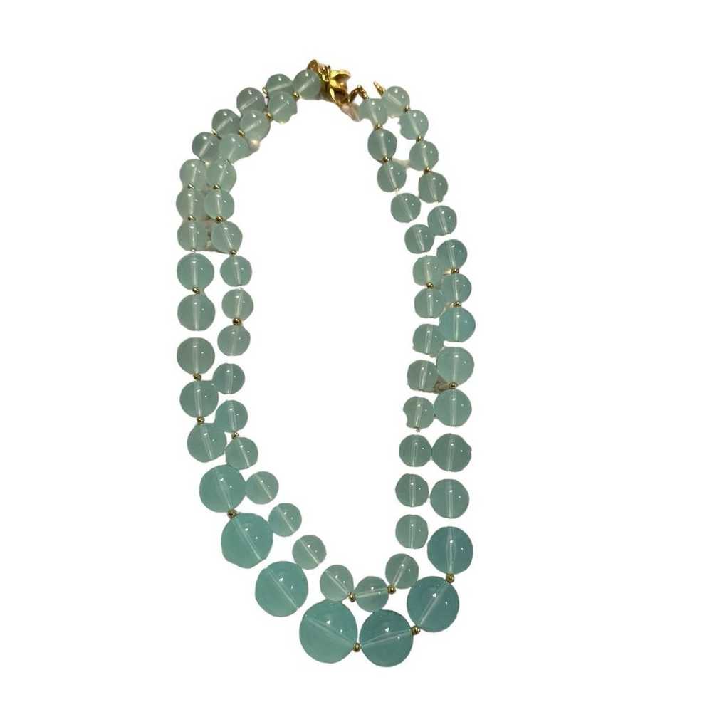 Vintage JOAN RIVERS Signed Aqua beaded necklace- … - image 3