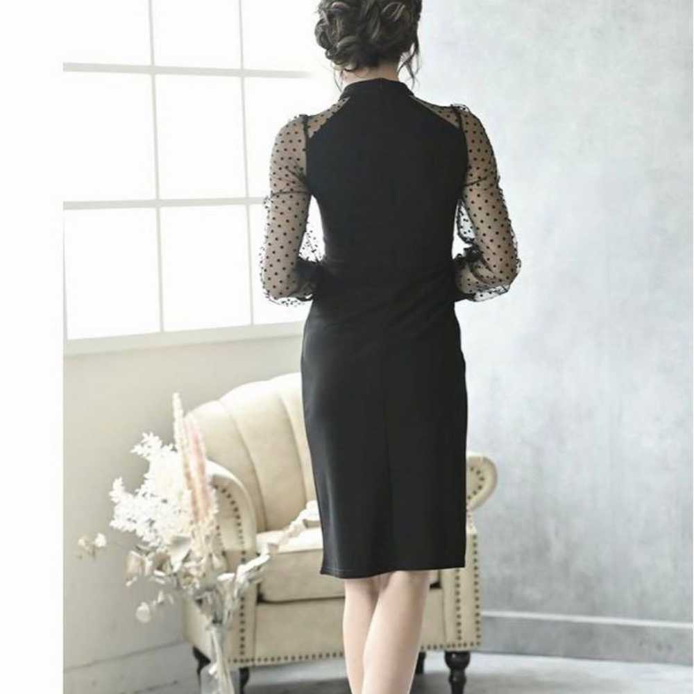 Dot Tulle Long Sleeve Sheer Club Dress - image 3