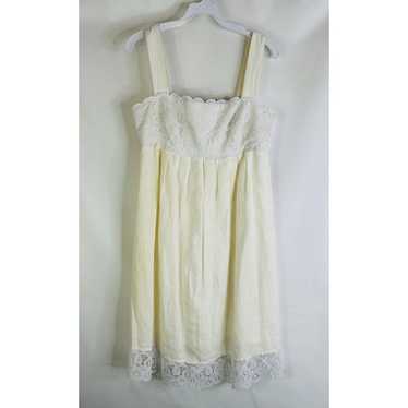 Vintage Y2K Womens 8 Linen Baby Doll Lace Hem Dre… - image 1