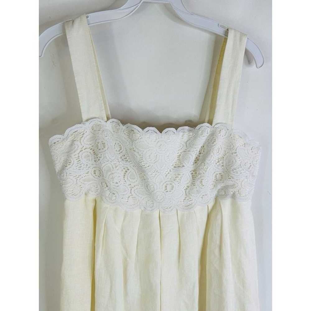 Vintage Y2K Womens 8 Linen Baby Doll Lace Hem Dre… - image 2