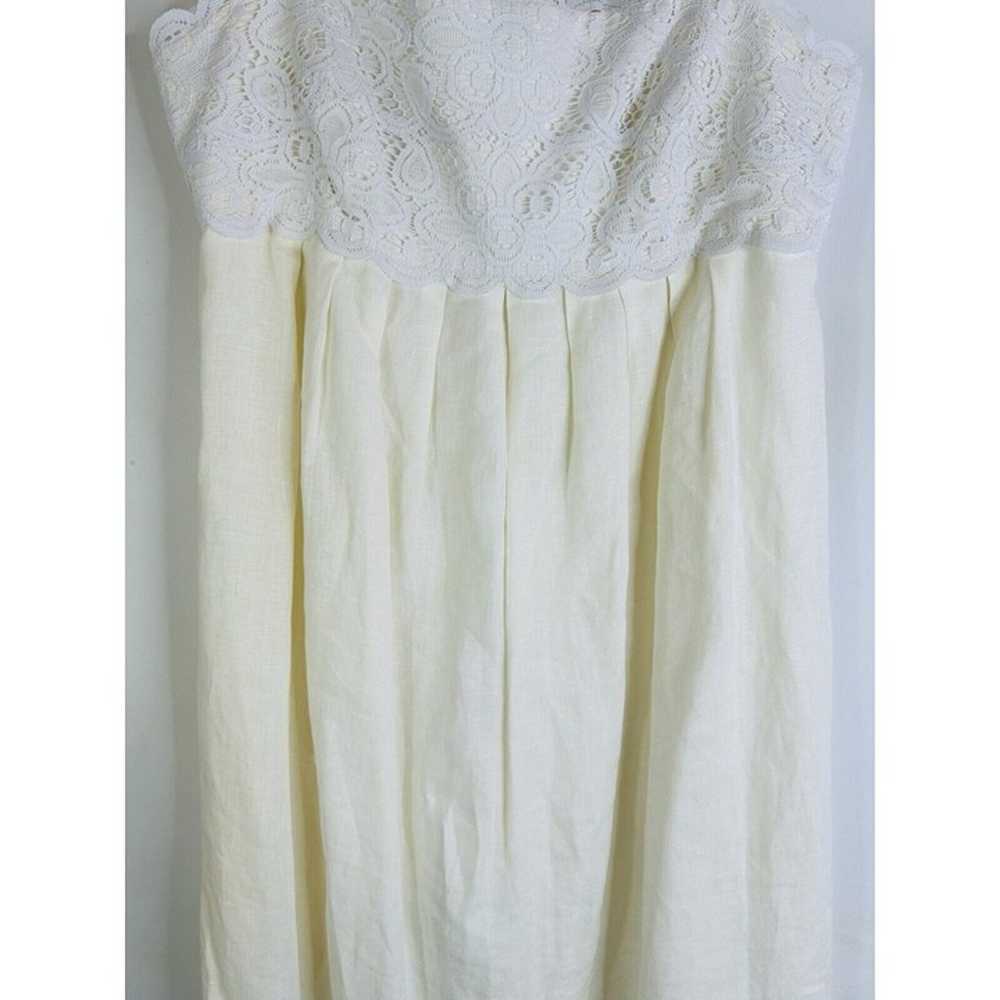 Vintage Y2K Womens 8 Linen Baby Doll Lace Hem Dre… - image 4