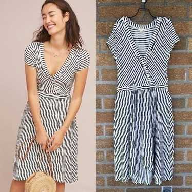 Anthropologie Maeve Paladino stripe dress navy blu