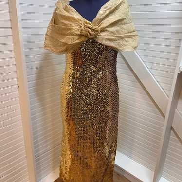 Gold sequin Vintage formal dress size medium/large