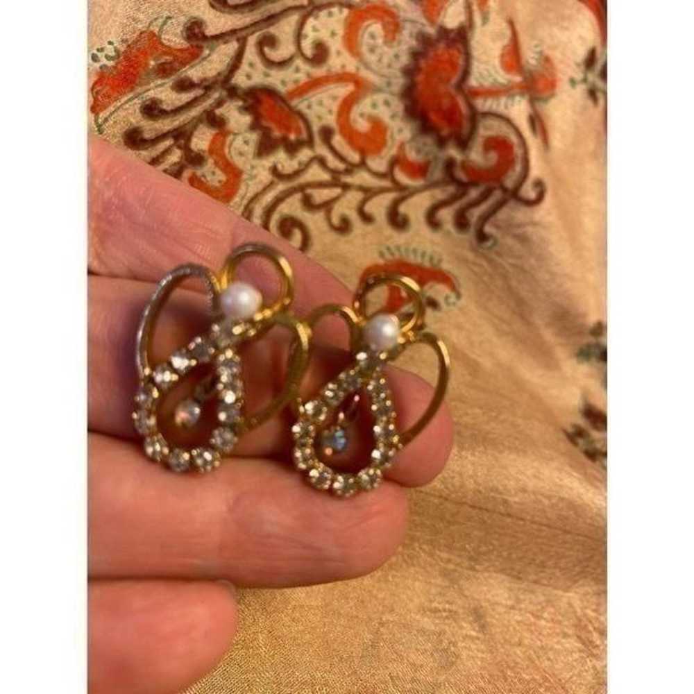 Large vintage angel earrings with rhines - image 1