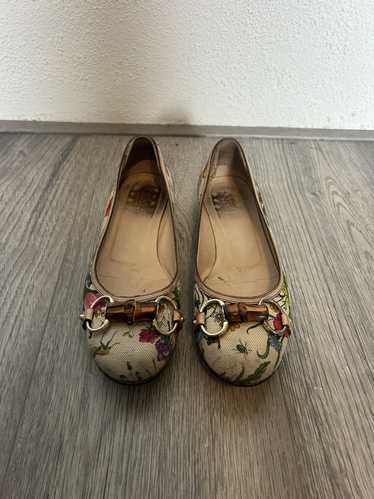 Gucci Gucci Bamboo Horsebit Floral Canvas Ballet … - image 1