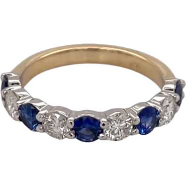 14K White and Yellow Gold Sapphire and Diamond Ban