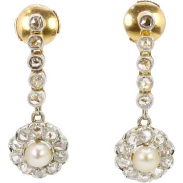 Belle Epoque diamond and pearl dangle earrings - image 1