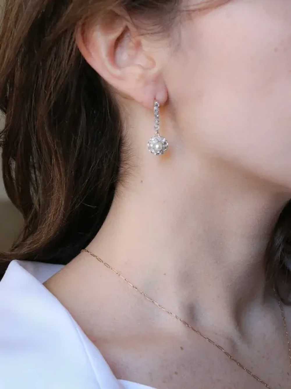 Belle Epoque diamond and pearl dangle earrings - image 2