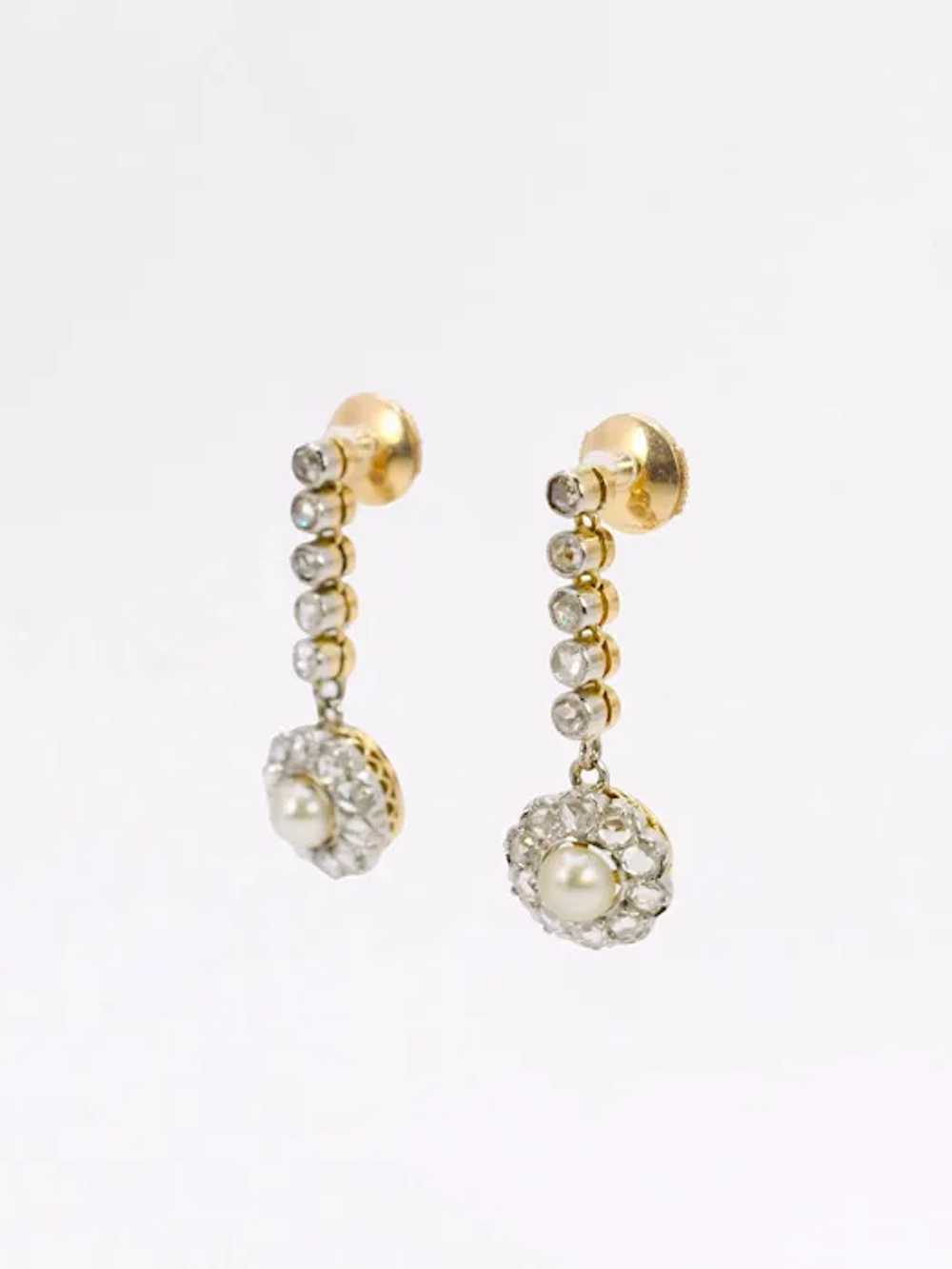 Belle Epoque diamond and pearl dangle earrings - image 7