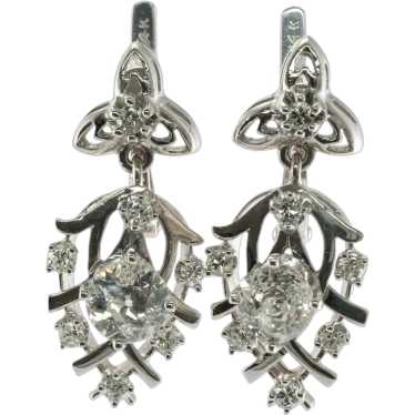 Old European Diamonds Earrings Vintage 14K White G