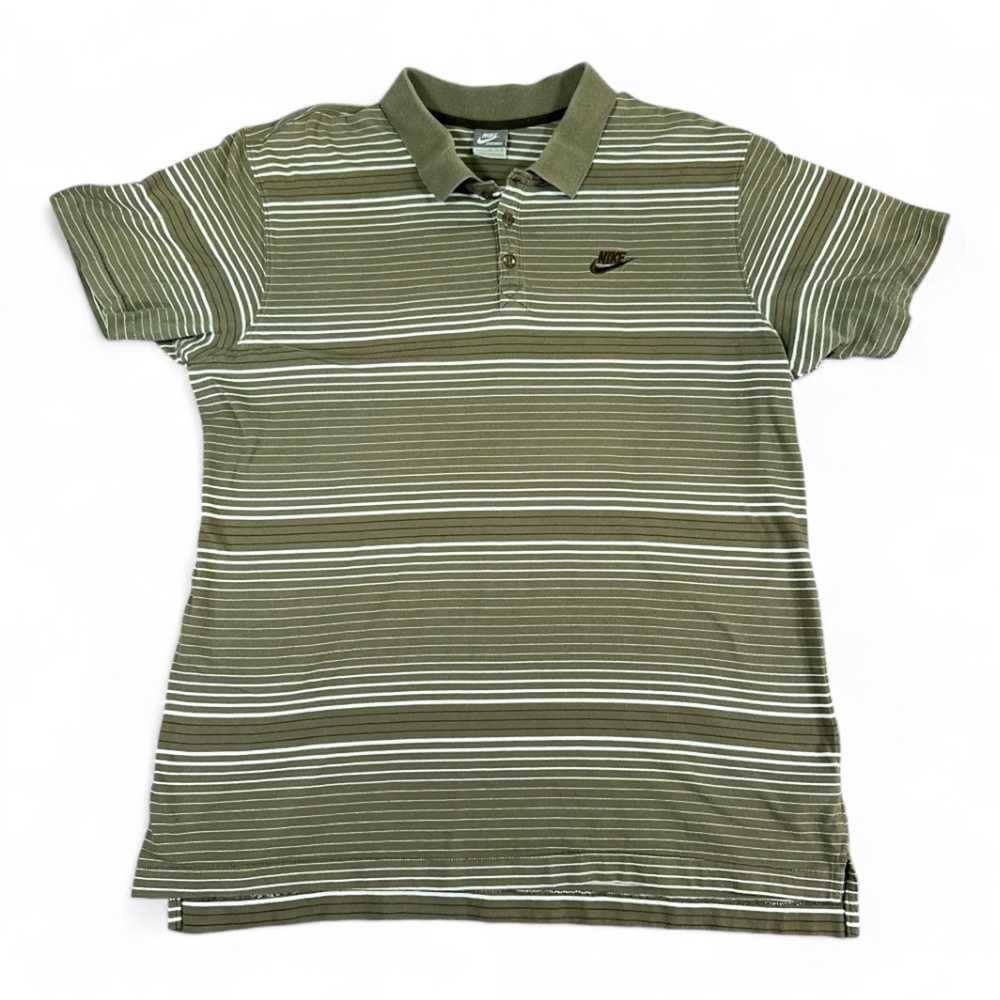 Nike Nike Polo Shirt Brown White Striped Spell Ou… - image 1