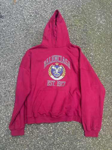 Balenciaga Burgundy College Logo Sample Hoodie