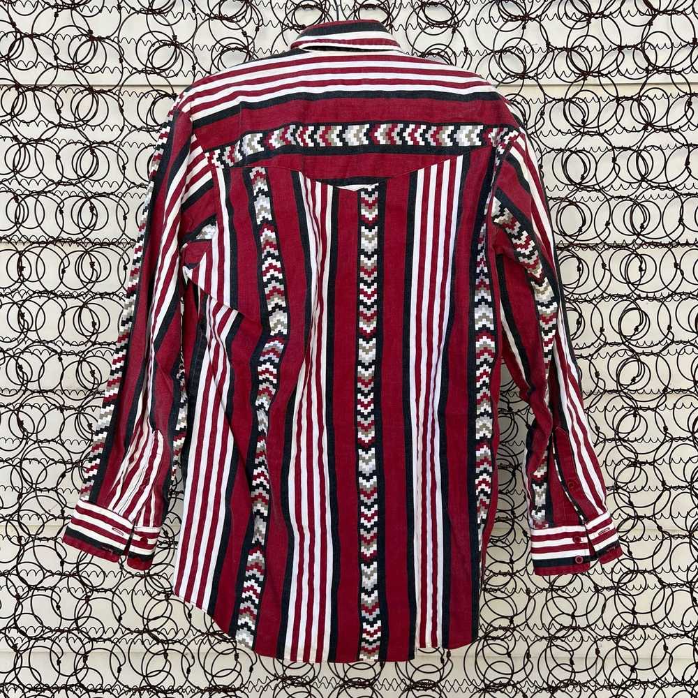 Vintage 90s Karman Aztec Maroon Stripe Aztec Sout… - image 2