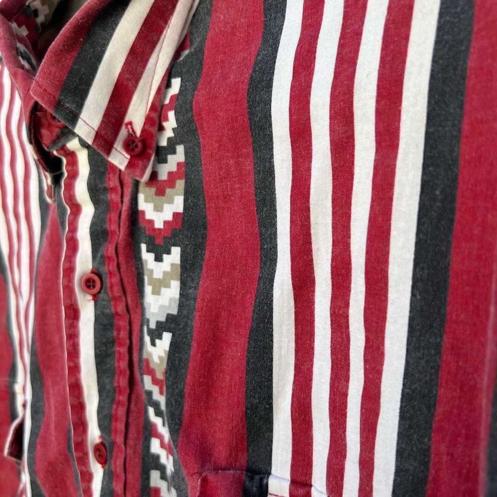 Vintage 90s Karman Aztec Maroon Stripe Aztec Sout… - image 4