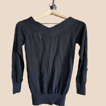 Reiss Reiss Long Sleeve Wide V-Neck Sweater - Blac