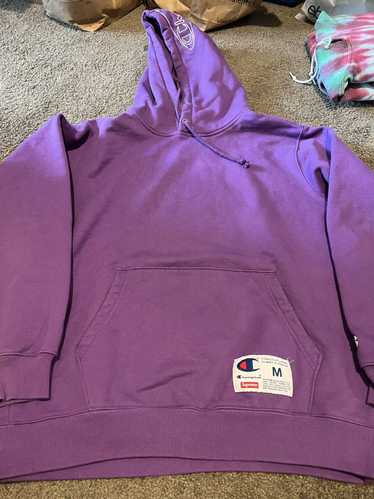 Champion × Supreme Supreme Champion Purple Hoodie 