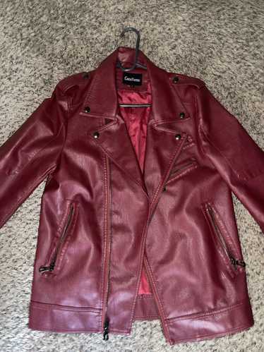 Vintage Red Faux Leather Jacket