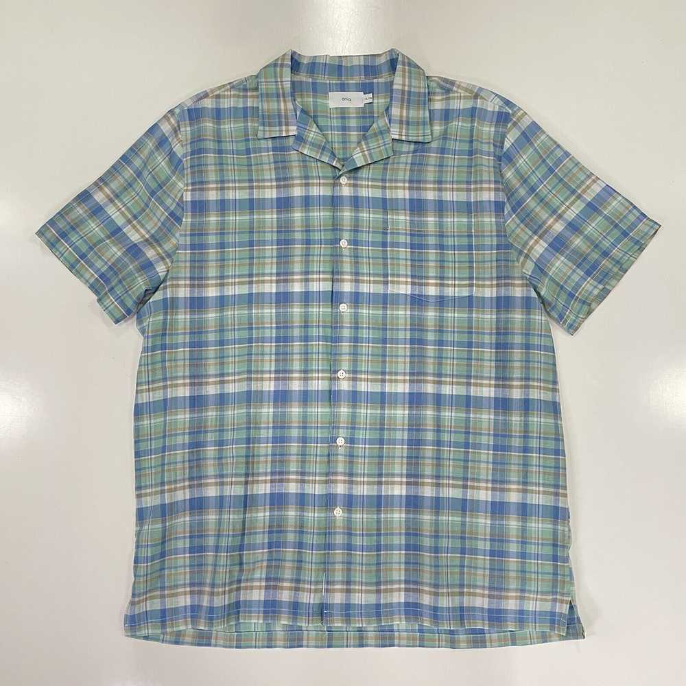 Onia Onia Men’s Spring Shirt Green Blue Plaid Che… - image 1