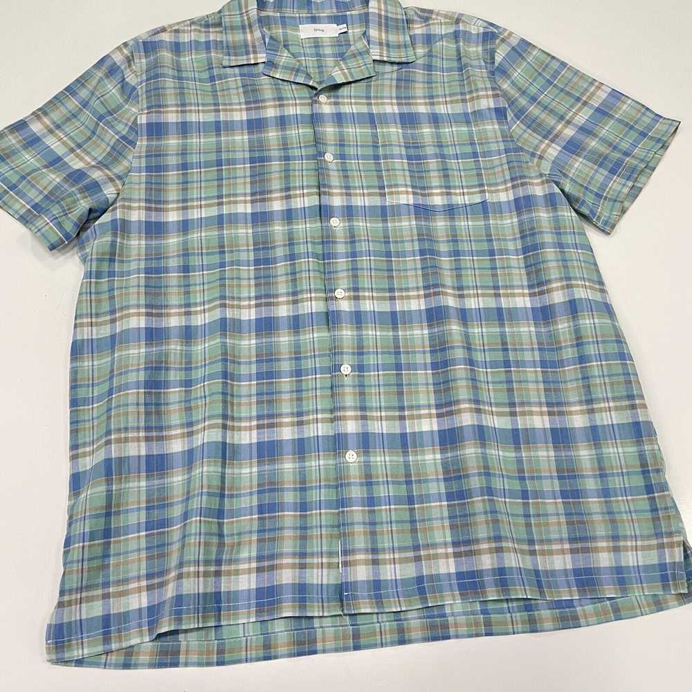 Onia Onia Men’s Spring Shirt Green Blue Plaid Che… - image 2