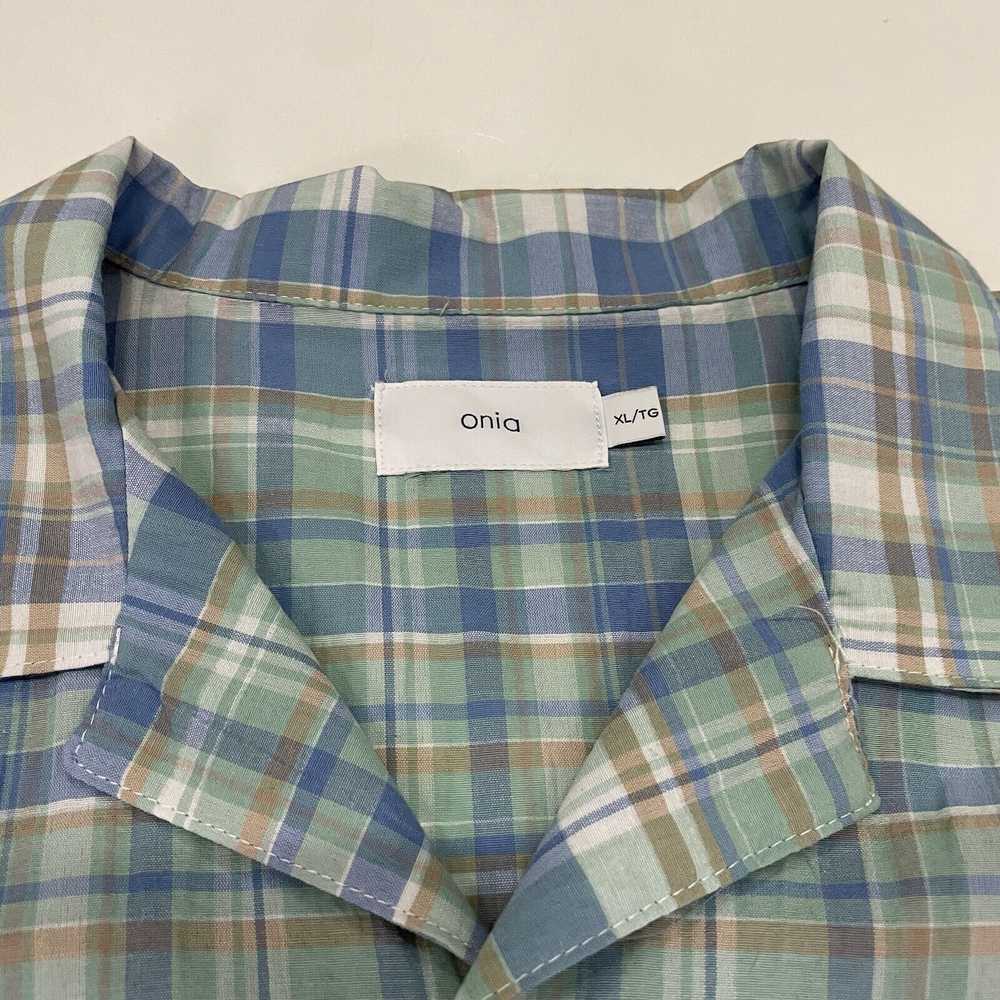 Onia Onia Men’s Spring Shirt Green Blue Plaid Che… - image 3