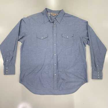 Walls VTG Walls Men’s Pearl Snap Western Shirt Blu