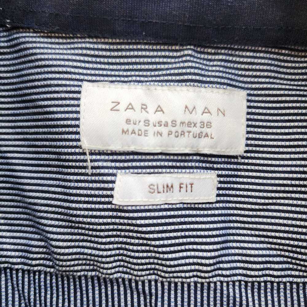 Zara Zara Man Slim Fit White & Navy Striped Shirt… - image 4