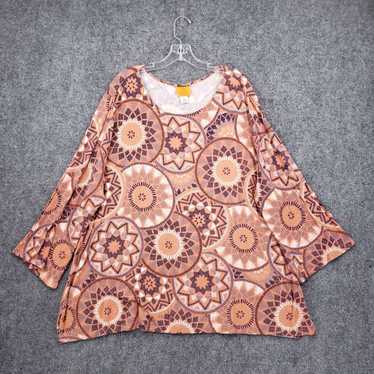 Vintage Plush Orange Tunic Style Medallion Print … - image 1