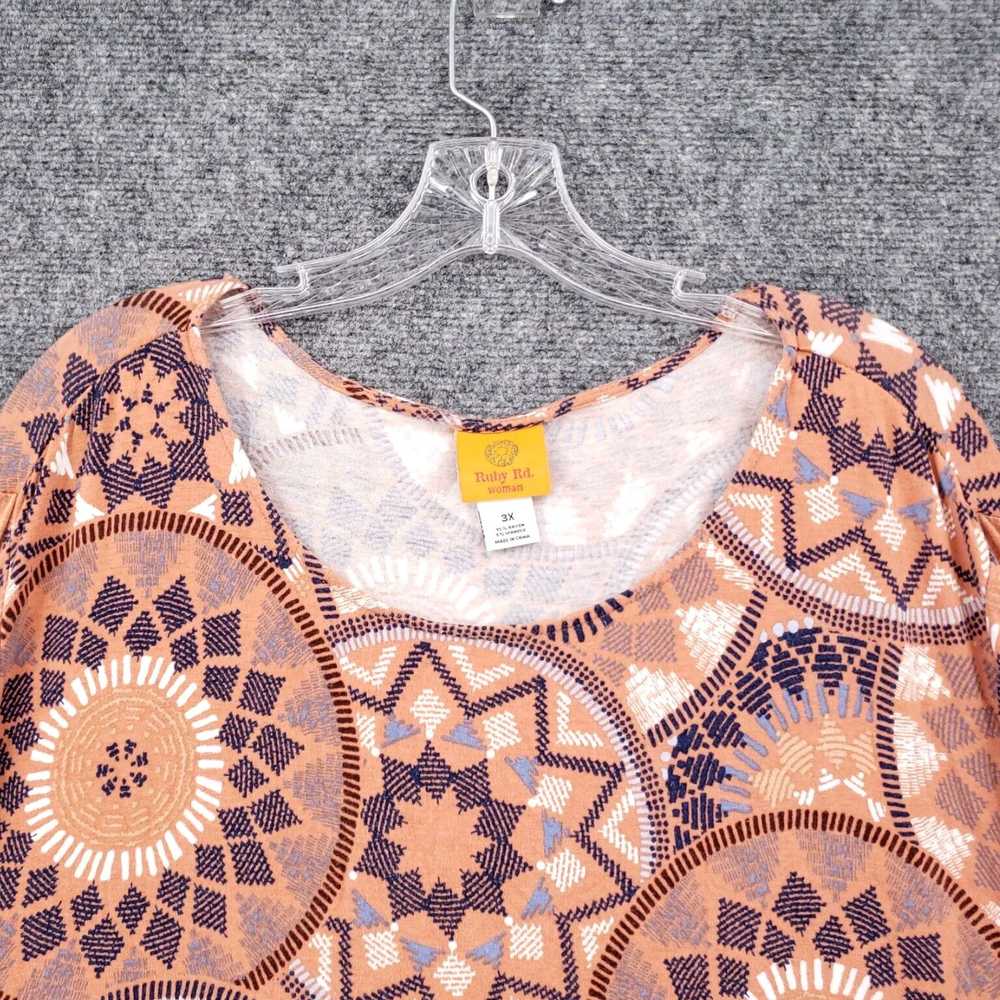 Vintage Plush Orange Tunic Style Medallion Print … - image 3