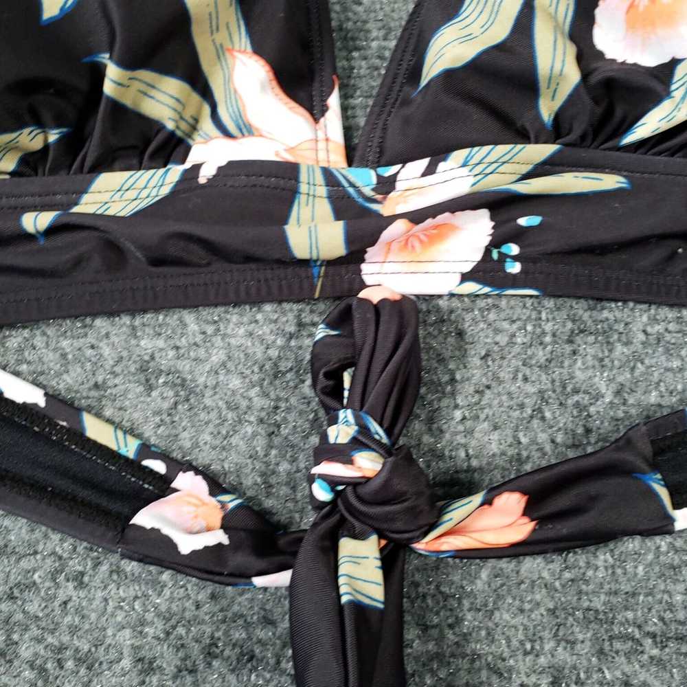 Vintage Womens Black Floral Halter Triangle Beach… - image 3