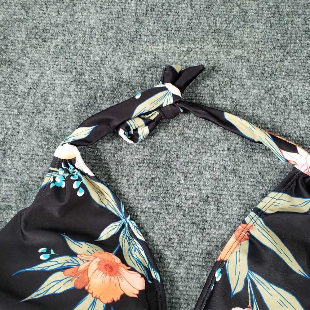 Vintage Womens Black Floral Halter Triangle Beach… - image 6