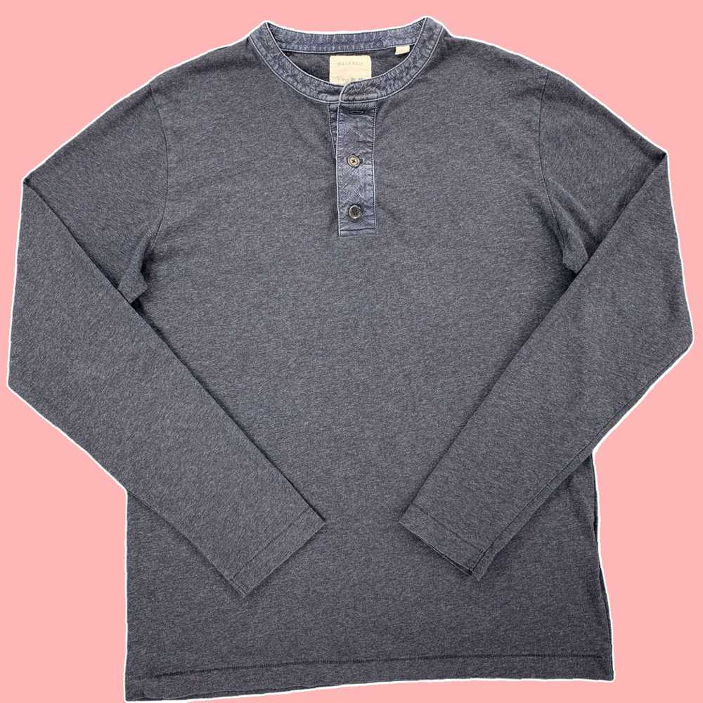 Billy Reid Heather Gray Mens Long Sleeve Henley S… - image 1