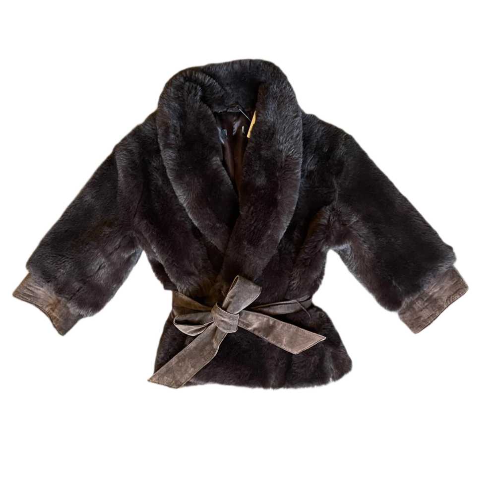 Y2K Brown Faux Fur Shrug - image 1