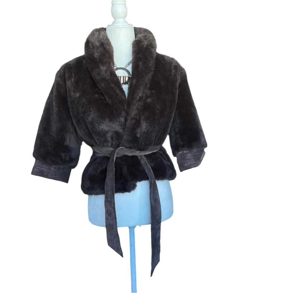 Y2K Brown Faux Fur Shrug - image 4