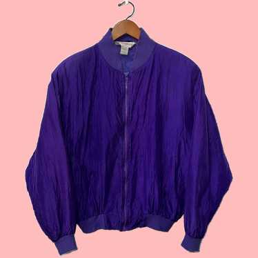 Vintage Luxurious Purple Silk Nylon Blend Full Zi… - image 1