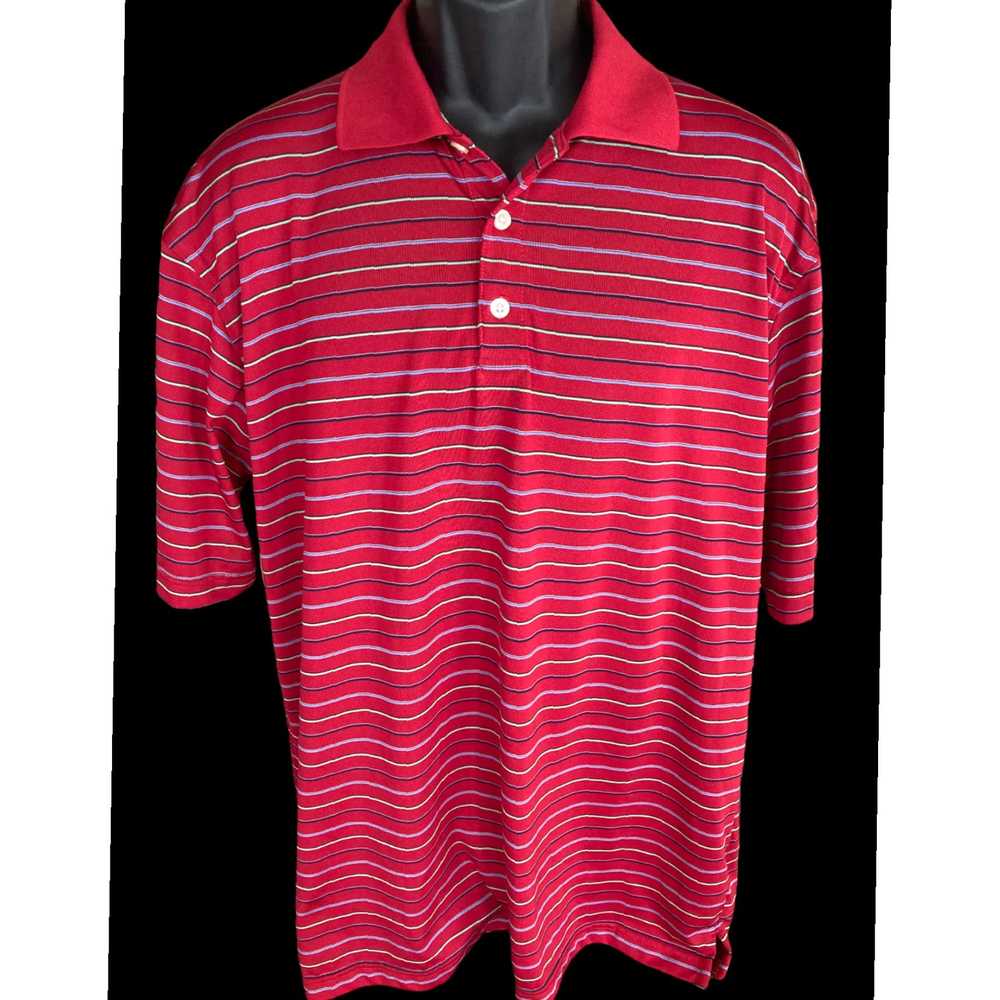 Vintage Red and Blue Striped XL Golf Polo Shirt f… - image 1