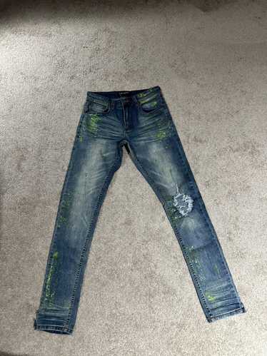 Serenade popular Patchwork Distressed Denim Jeans Sz 40 Free world Mens