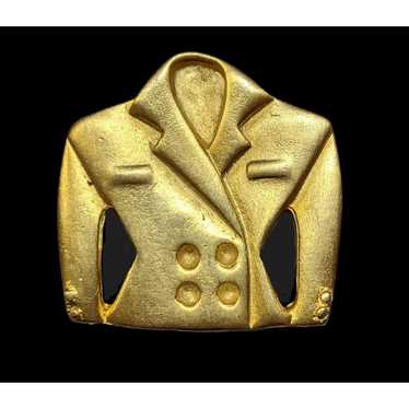 Other Vintage 80s Gold Tone Ladies Blazer Brooch