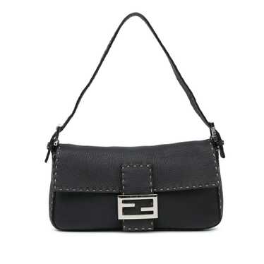 Black Fendi Selleria Leather Baguette Shoulder Bag