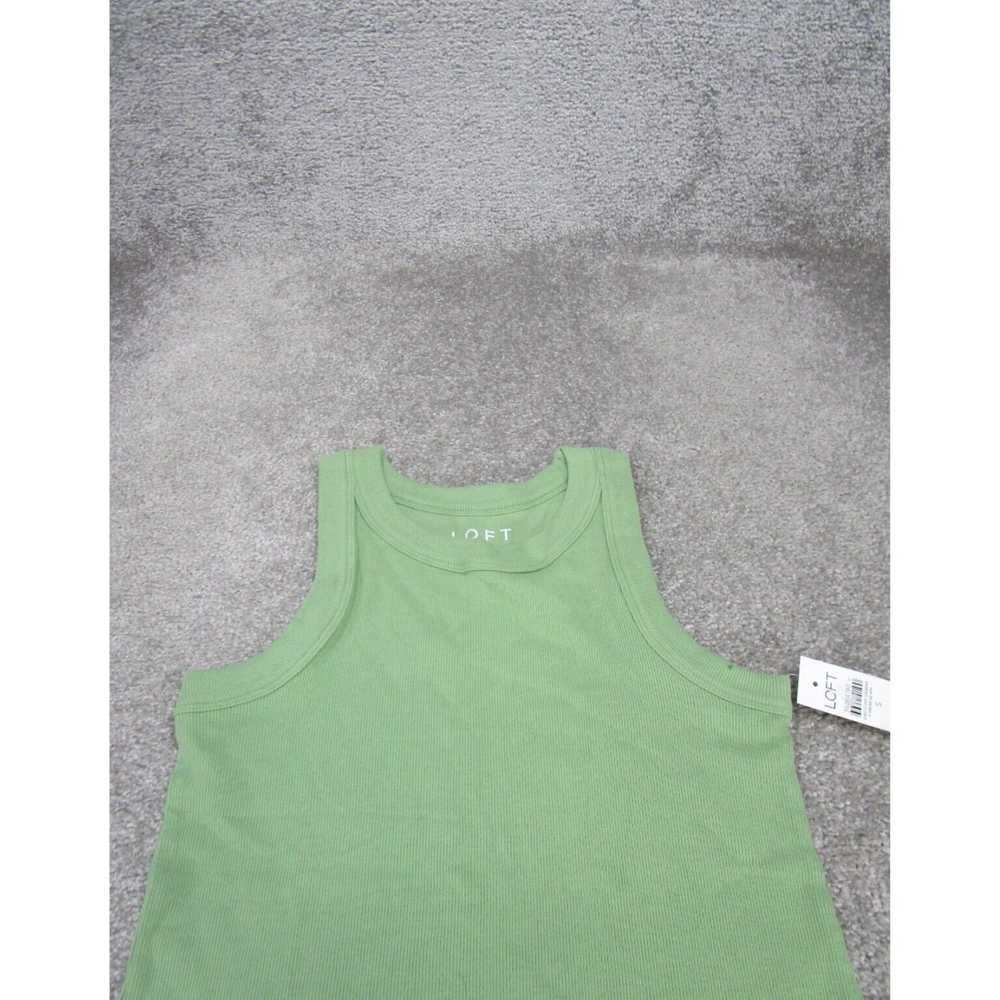 Loft Green Ribbed Stretch Cotton Blend Loft Tank … - image 2