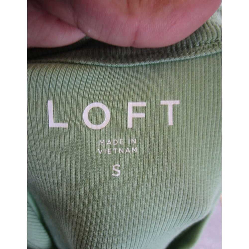 Loft Green Ribbed Stretch Cotton Blend Loft Tank … - image 6