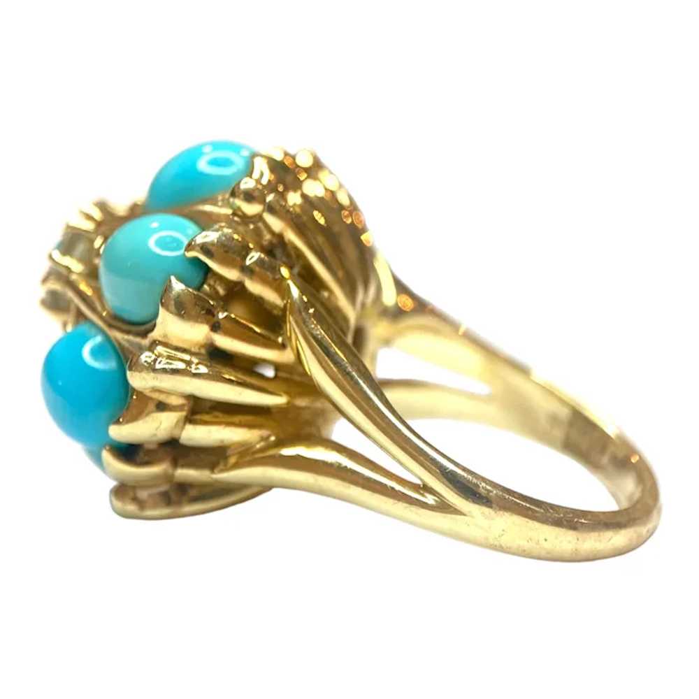 Vintage 14K Turquoise & Diamond Ring - image 2